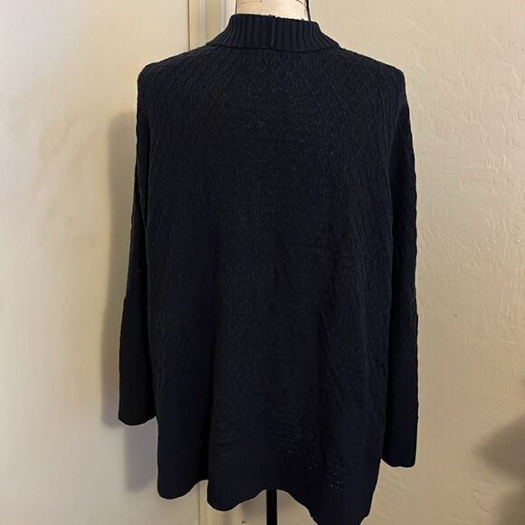 Talbots Blue Knit Open Style Pockets Cardigan Sweater Business Casual Office - Picture 3 of 10
